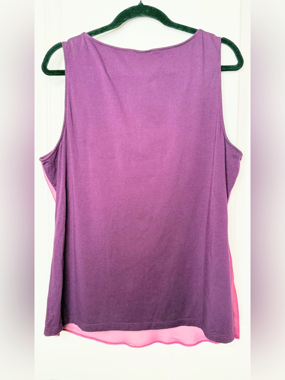 Ann Taylor XL Pink Purple Colorblock Chiffon Tank Top Sleeveless Mixed Media - Picture 6 of 7